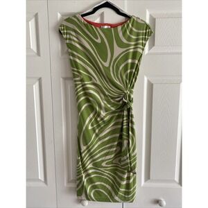Donna Morgan Swirl Print Sheath Dress Womens‎ Size 4 Green Abstract Knot Front
